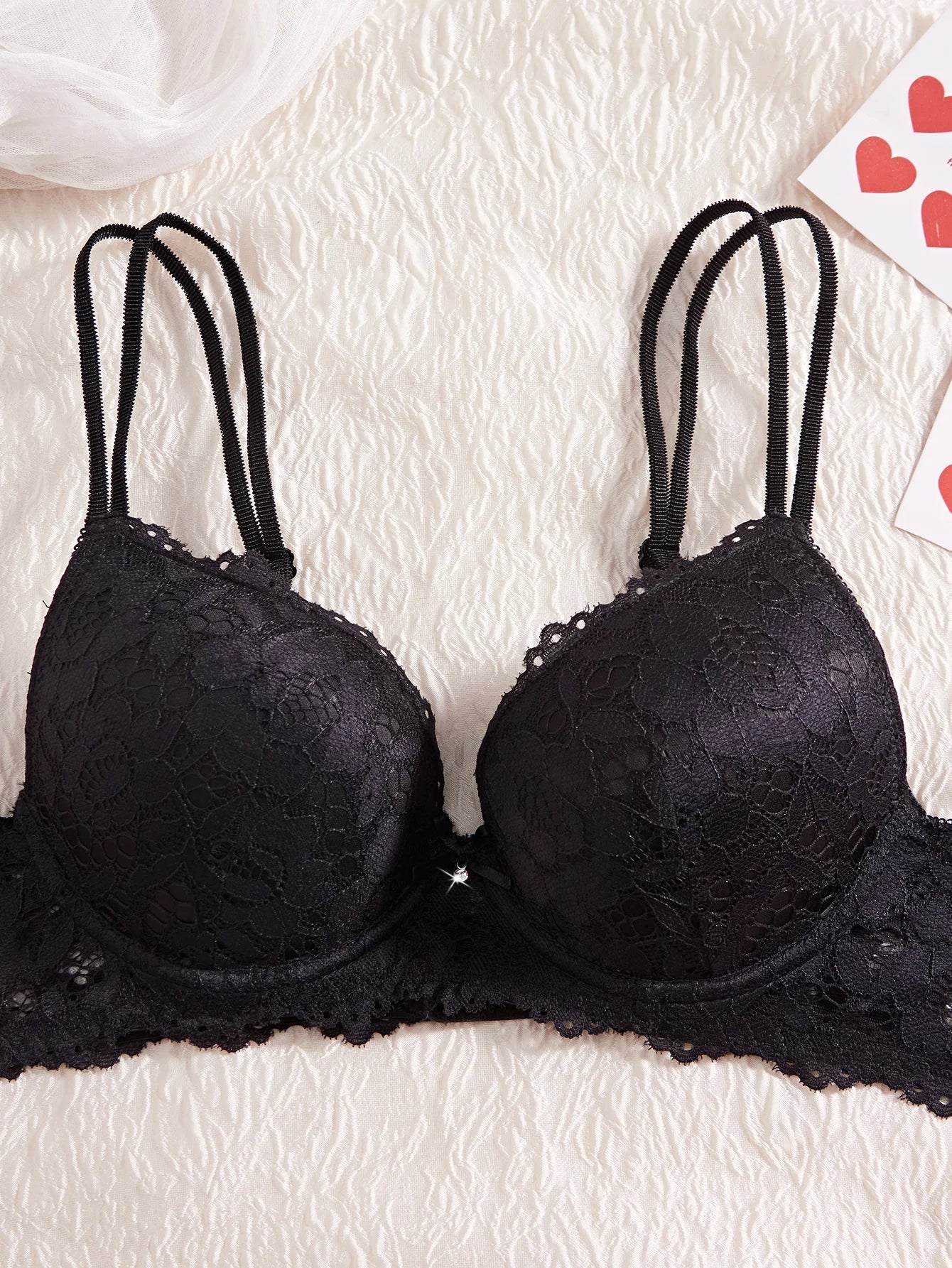 6-Piece Set Women's Bra and Panties Set Sexy Patterned Lace Patchwork No Lining Comfortable Fitting Women's Push-Up Bra Women's Underwear Set