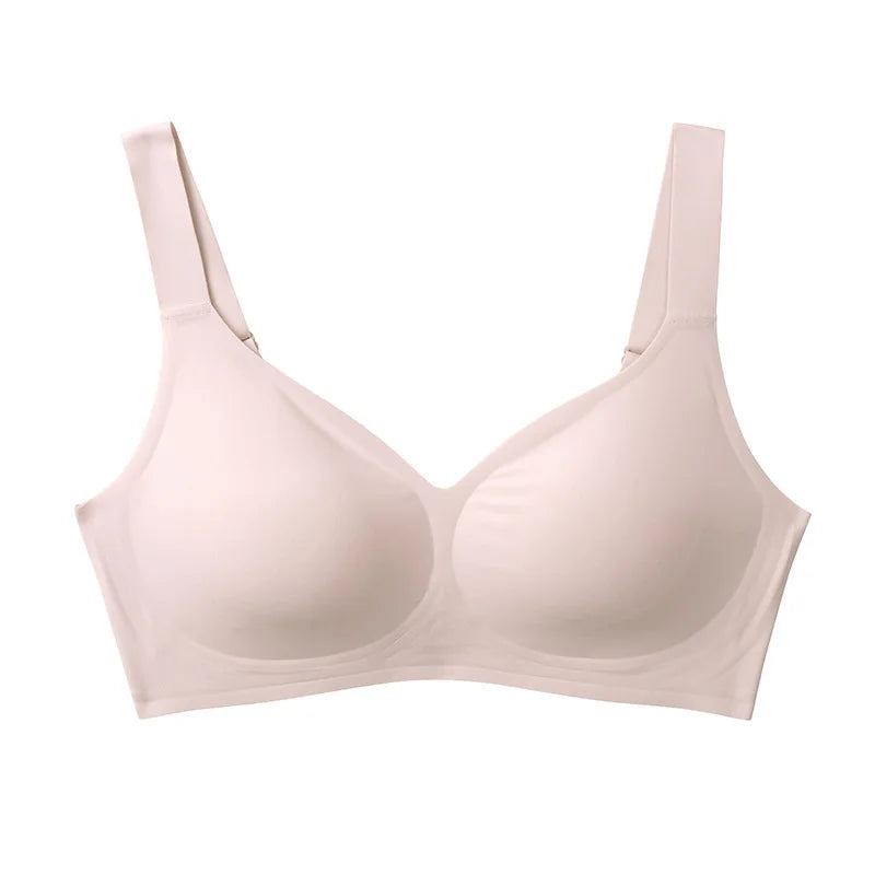 Women's Soft Support Seamless Wire-Free Bra Deep V Thin Bra Push-up Full Cup Comfortable Breathable Solid Color Bra sostén