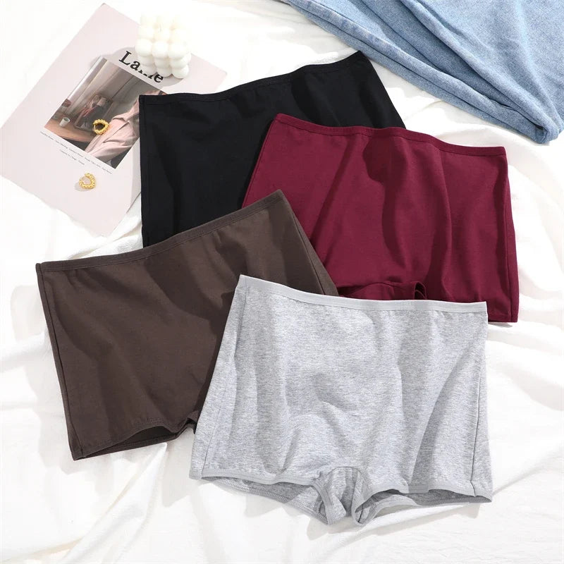 New Women's Panties Cotton Seamless Sports Boxers Underwear Female Solid Color Briefs Cozy Lingerie Intimate Underpants XS-XL