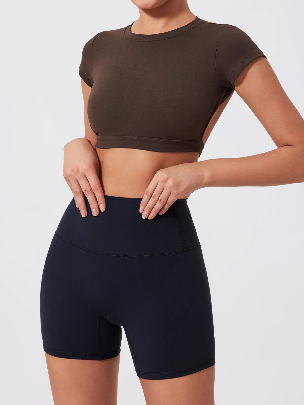Hearuisavy Summer Sports Shirts Workout Tops Fitness Activewear Quick-Dry Yoga Clothes Sport Crop Tops Backless Gym Top Women