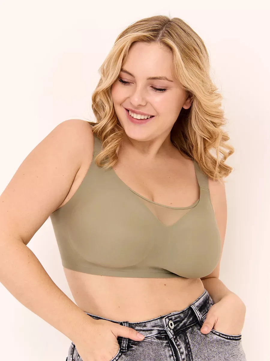 Women's Plus Size Seamless Underwear Jelly Cup Thin Molded Wire-Free Bra Comfortable and Breathable Solid Color Everyday Bra