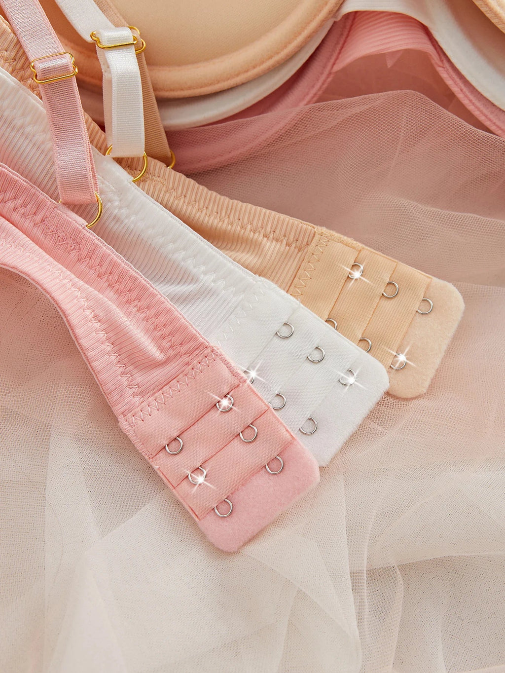 3-Pack Ribbed Women's Underwear Set Everyday Push up Bra Lace Trim Splicing Sexy Bras Comfortable Thin Cup Underwire Women's Bra