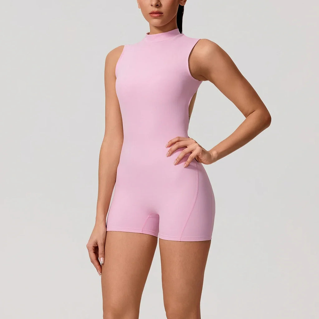 Hearuisavy Summer Sports Overalls Women Gym High Stretch Sleeveless Yoga Bodysuit Running Push Up Butt-Lifting Fitness Jumpsuit