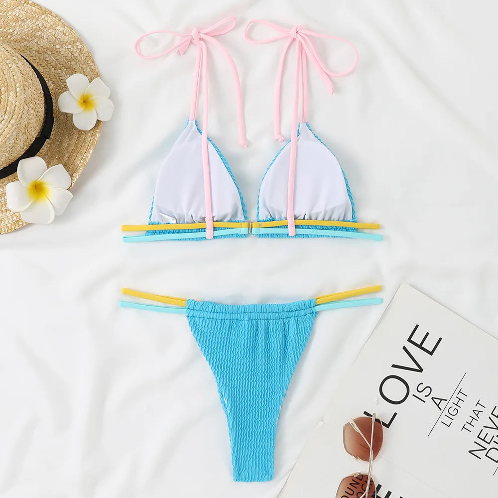 2026 New Fashion Sexy Bikini Solid Swimsuit Women Swimwear Push Up Set Brazilian Bathing Suit Summer Beach Wear Swimming