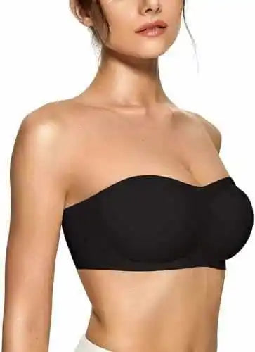 Women's Strapless Bra with Push-up Support Non-slip Bra Comfortable and Breathable Solid Color Bra for Women