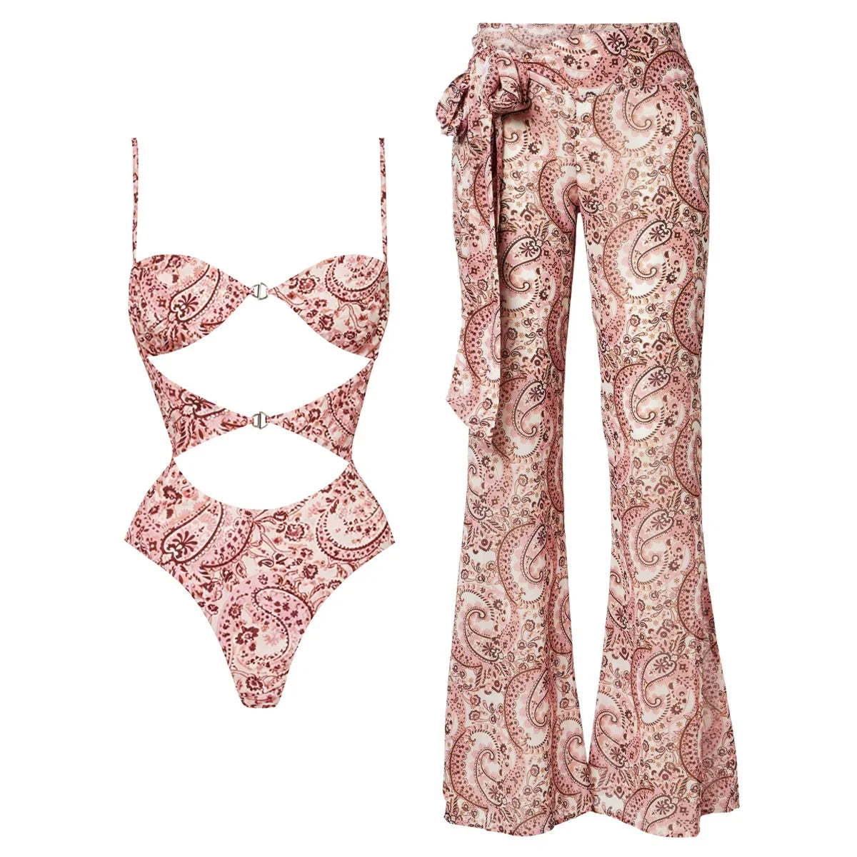 2Pcs Printed Swimsuit Women Sexy Bikini Push Up Swimwear Bandeau Biquini Female Hollow Bathingsuit Micro Swimming Suit Beachwear