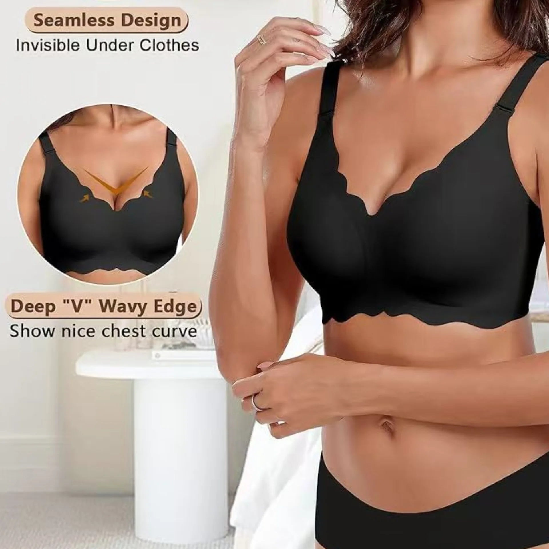Plus-size Jelly-like Wire-free Bra Thin Molded Cups with A Wire-free Design Comfortable and Breathable Underwear Push Up