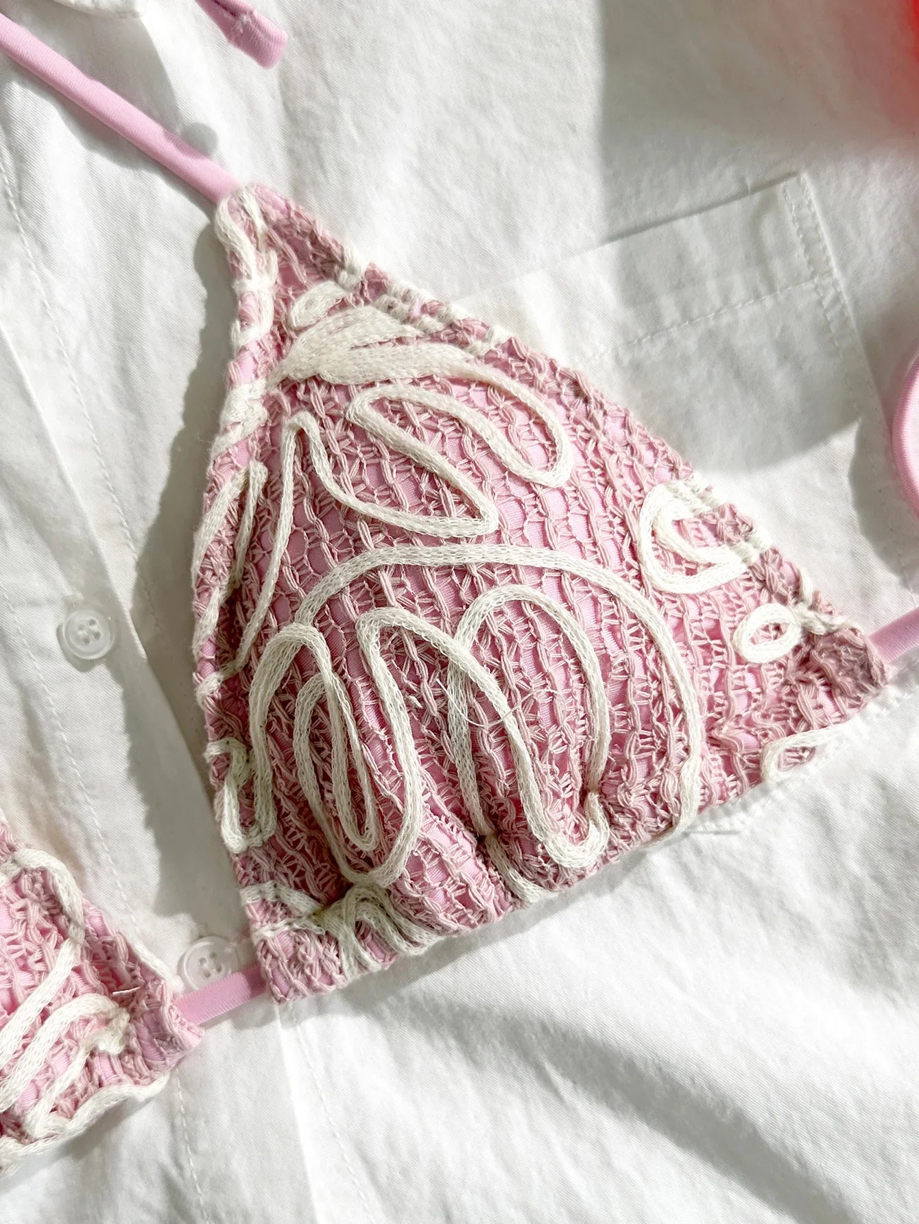 Sexy Pink Lace Micro Bikini 2026 Women Brazilian Push Up Bra Tie Side Thong Swimsuit Beach Holiday Bathing Suit 2 Piece Swimwear