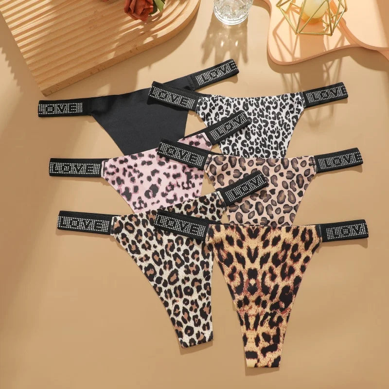 3Pcs/Set Low Waist Sexy Panties Women Thongs Rhinestones Letter Diamonds G-string Sports Thong Shorts Briefs T-back Size XS-XL