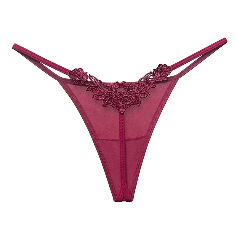 Floral Embroidery Sexy G String Underwear Women Panties T-Back Briefs Female Lingerie Erotic Girls Thongs Bikini Size S-XXL