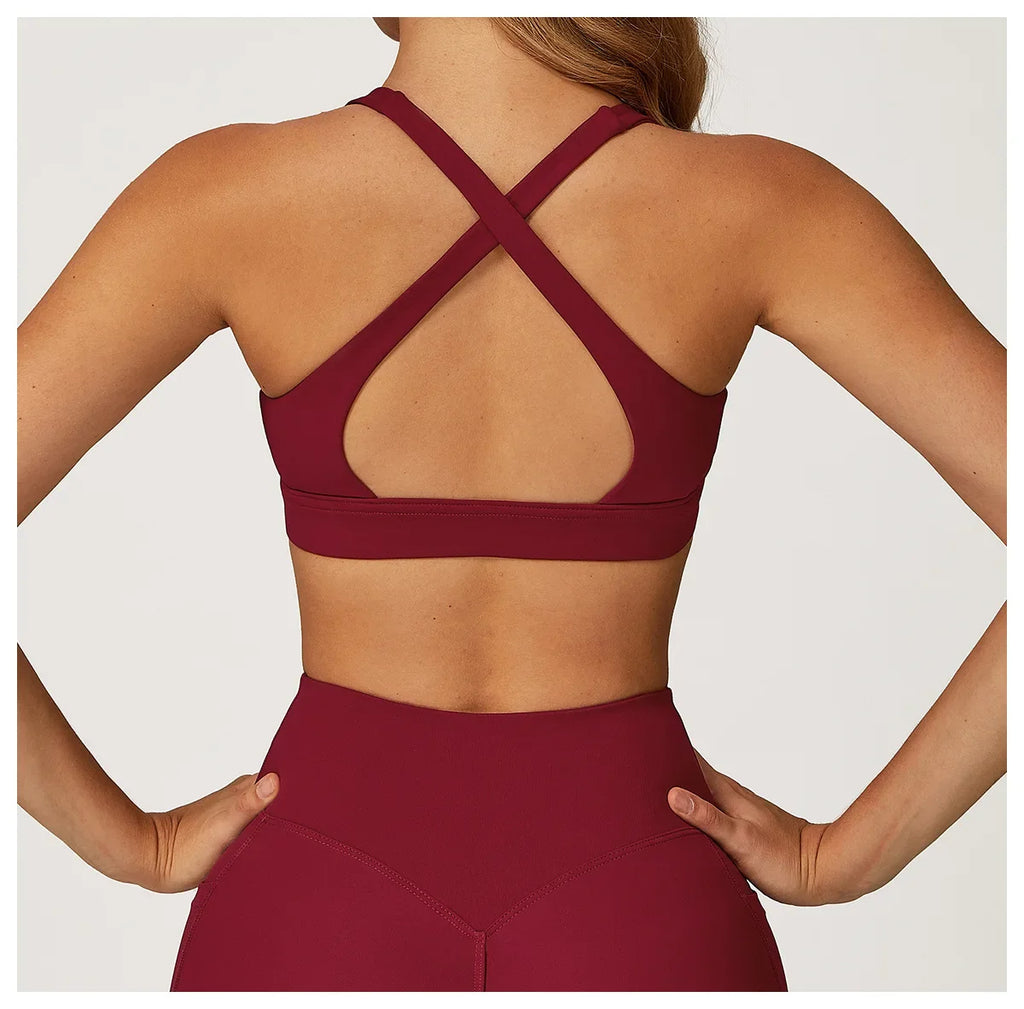 Sexy Gym Top Women Sports Bra Running Back Cross Push Up Yoga Bra Breathable Sports Underwear Women Fitness Workout Top Women