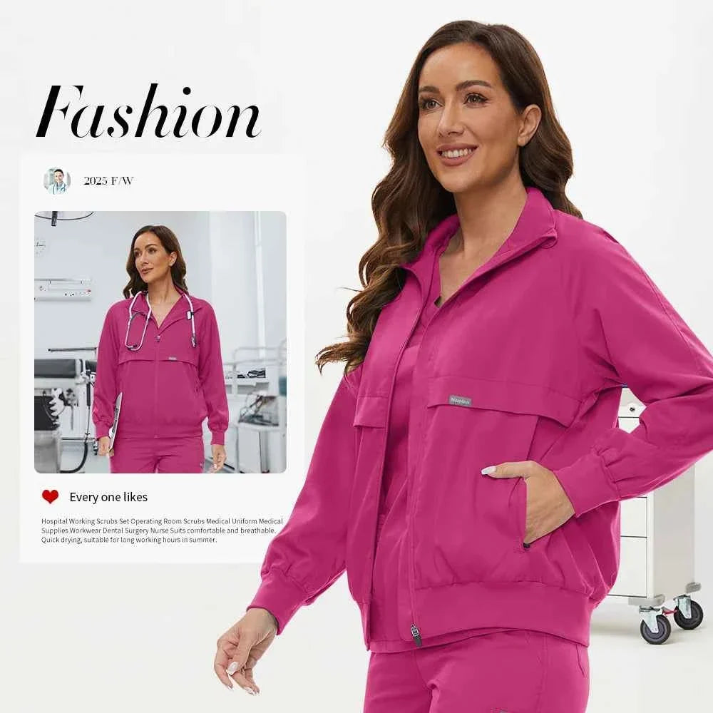 Niaahinn Long Sleeve Nursing Scrubs Jacket