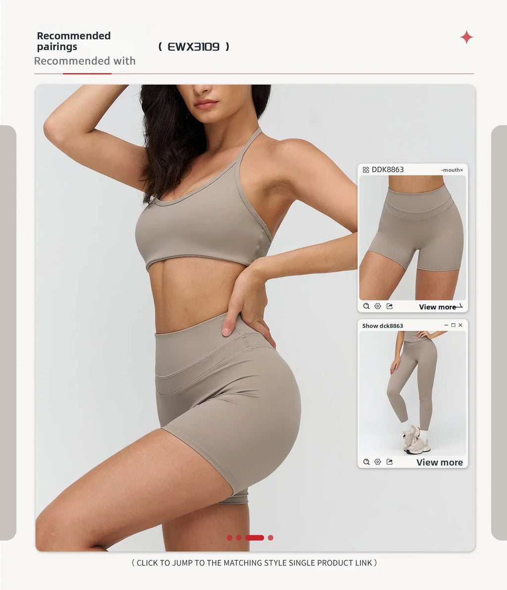 Neck Hanging Sports Bra High Support Women Push Up Bra Summer Gym Clothes Fitness Halter Top Quick Dry Running Workout Underwear