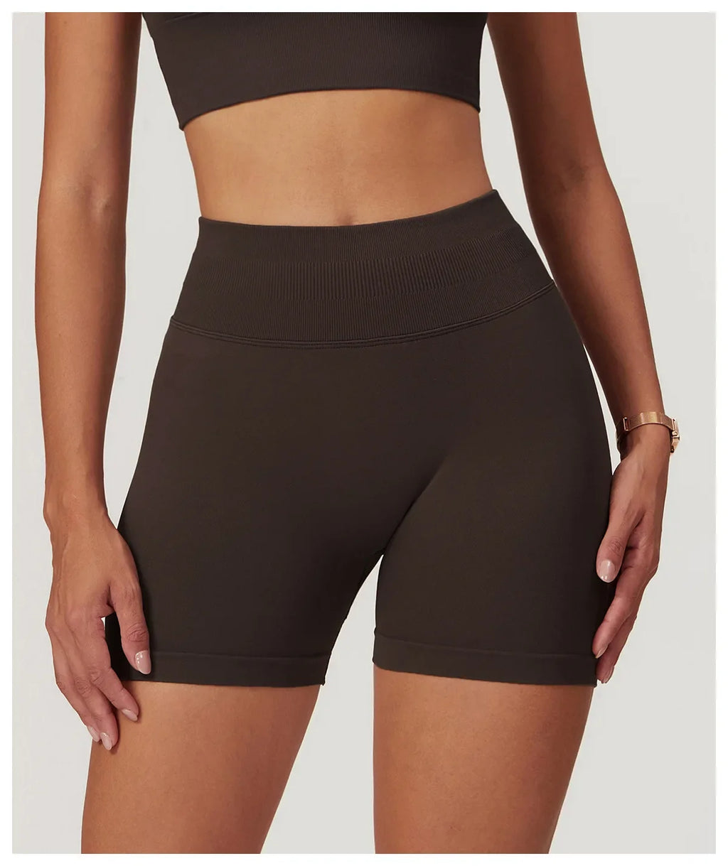 High Waist Shorts Seamless Yoga Shorts Workout Fitness Lift Peach Butt Fitness Tight Gym Running Body Shaper Pants Ribbed Shorts