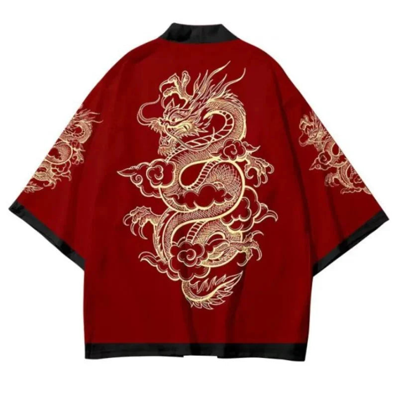 🐉 Summer Japanese Style Anime Dragon Print Haori Yukata