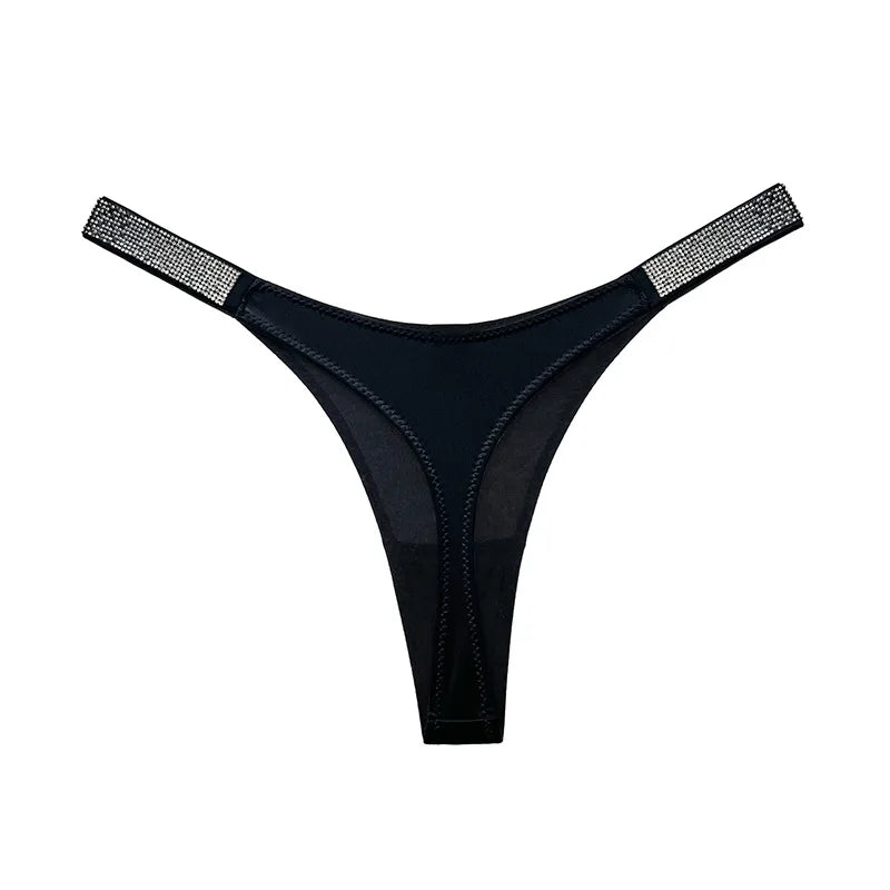 Letter Sexy Panties Women Thongs Rhinestones Diamonds G-string Sports Thong Low Waist Shorts Briefs T-back Fitness S-XL