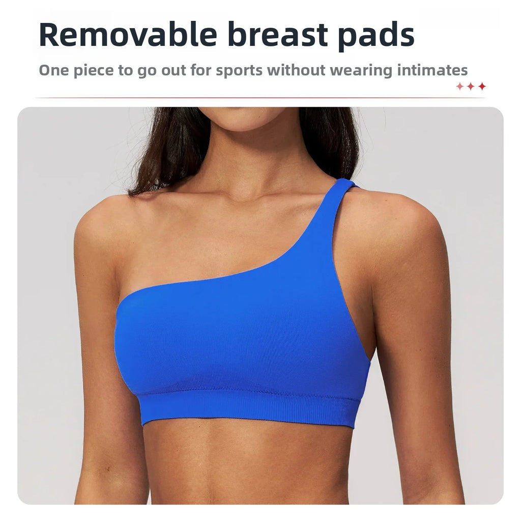 Summer Shockproof Sport Bra Women's Beautiful Back Gym Sports Underwear Women Oblique Shoulder Straps Running Fitness Yoga Bra