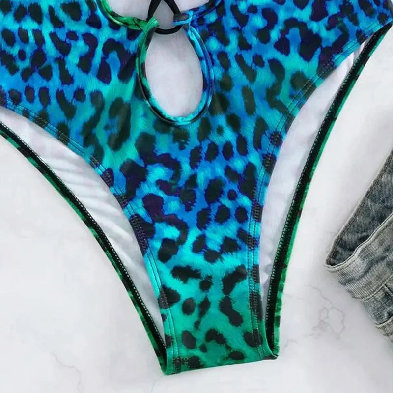 Hollow Out Swimwear Women 2025 High Neck Solid Black Cut Out Backless Monokini Bandage Bathing Suit Holiday One Piece Swimsuit