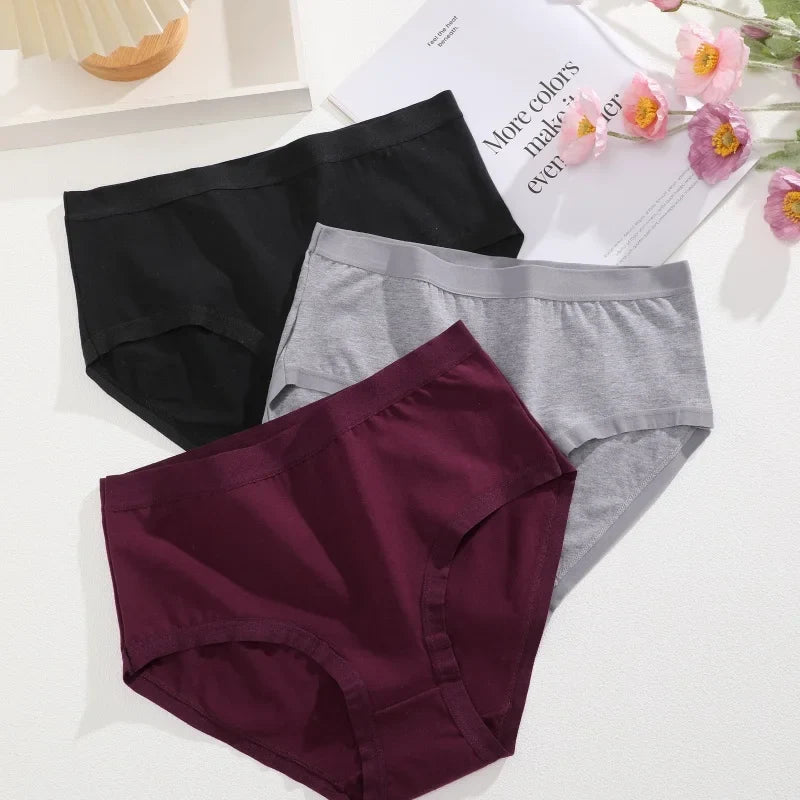 4Pcs/Set Women Cotton Briefs Seamless High Waist Breathable Underwear Female Stretch Comfortable Lingerie New solid color Panty