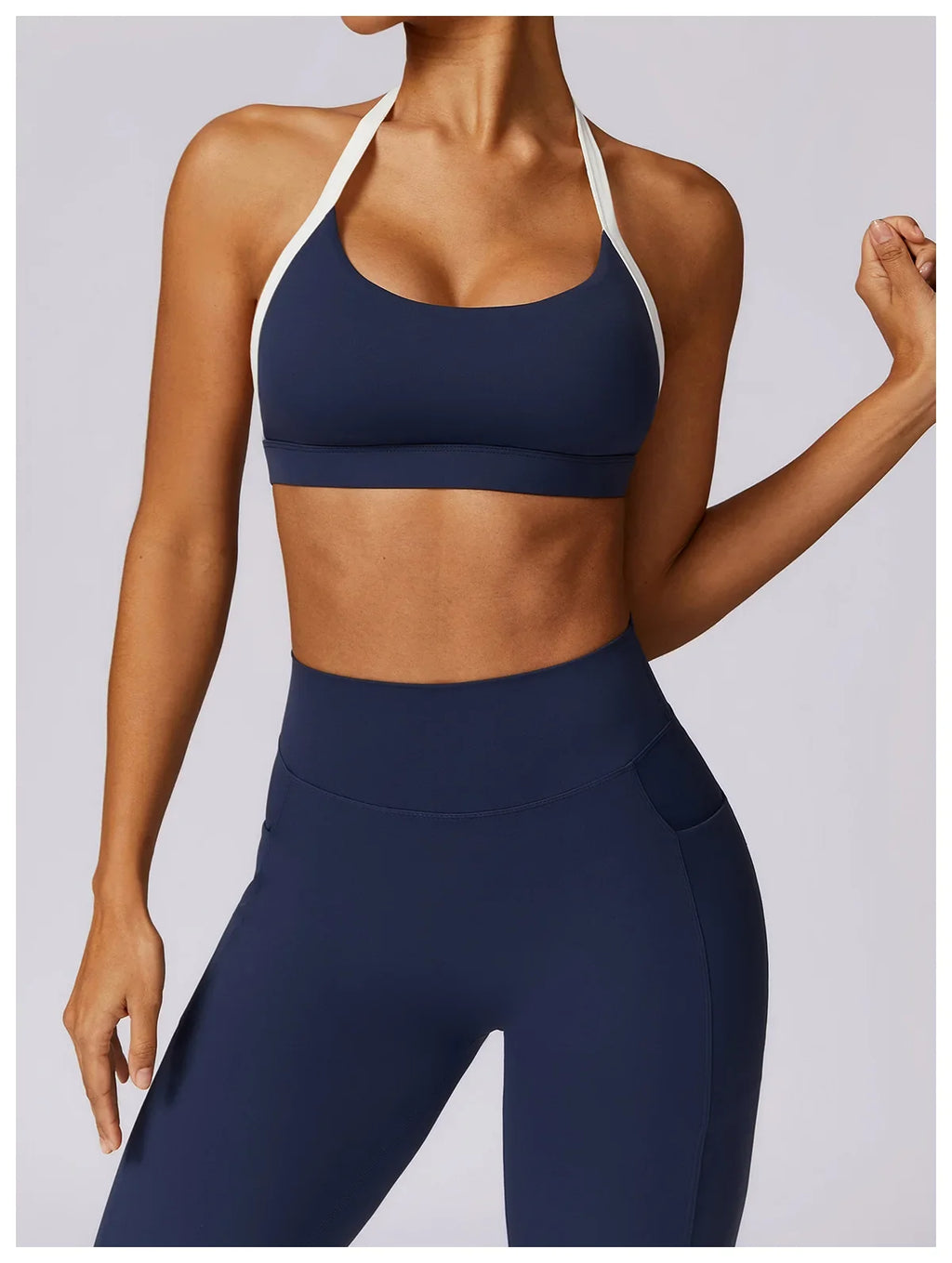 Gym Sport Bra Halter Sports Bra Anti-sweat Breathable Yoga Bra Shockproof Crop Top Fitness Top Push Up Workout Top Women