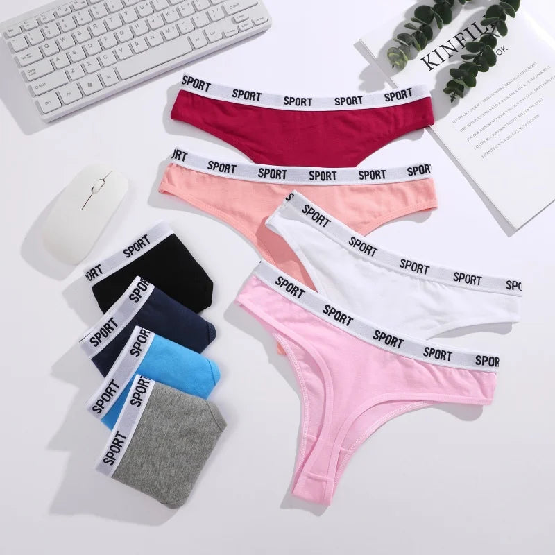 6Pcs/Set Women Thongs Cotton Panties Plus Zise Underwear Sexy G-String Low Waist Briefs Underpants Comfortable Lingerie S-XL