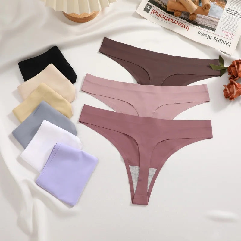 5Pcs/Set Seamless Ultra-thin panties Maillard Panties Women Ice Silk Underwear Sexy Panty Low Waist G-string Female Solid Panty