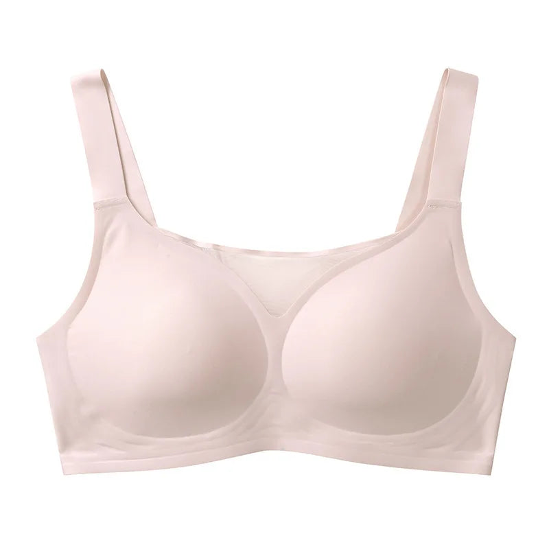 Women's Strapless Wire-free Mesh Bra Jelly-like Full Cup Bra with Side Support Comfortable and Beautiful Back Plus Up Bra