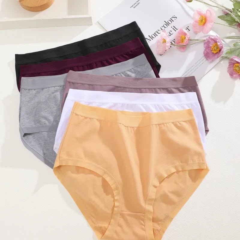 4Pcs/Set Women Cotton Briefs Seamless High Waist Breathable Underwear Female Stretch Comfortable Lingerie New solid color Panty