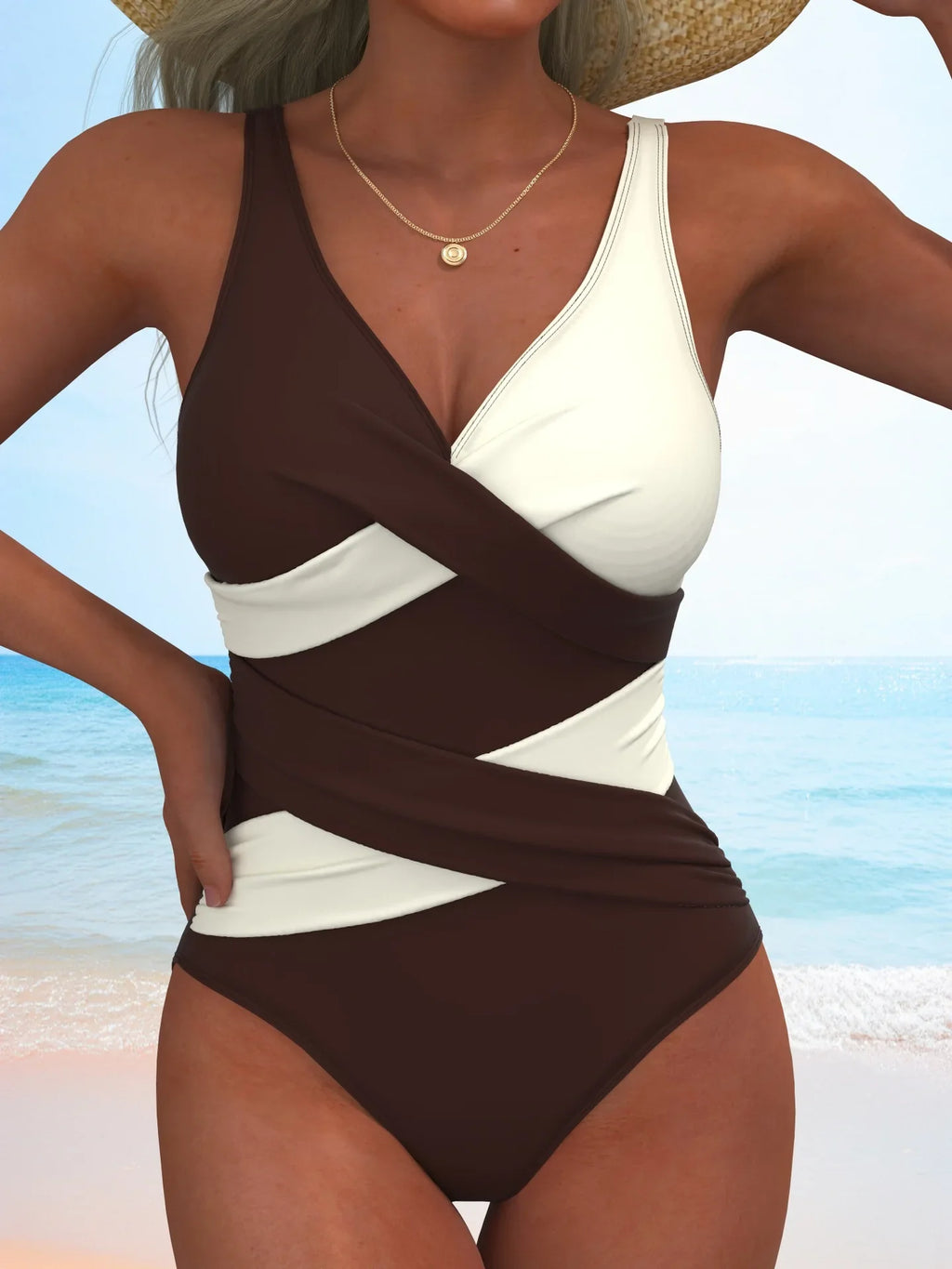 sexy Pink Floral Print Patchwork Swimwear Women 2026 V Neck Cross Tummy Control One Piece Swimsuit Beach Bathing Suit Swimwear