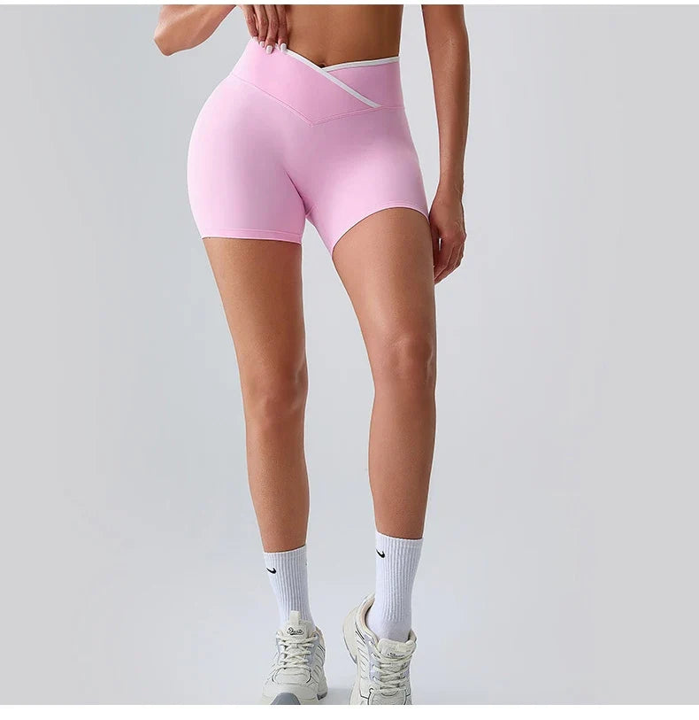 Sports Shorts Cross Waist Women Shorts Women Cycling Jogging Fitness High Waist Push Up Gym Shorts Leggings Women Yoga Clothing
