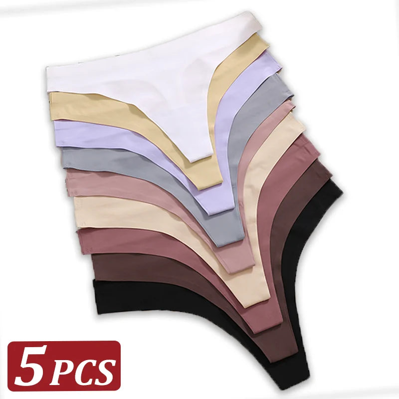 5Pcs/Set Seamless Ultra-thin panties Maillard Panties Women Ice Silk Underwear Sexy Panty Low Waist G-string Female Solid Panty
