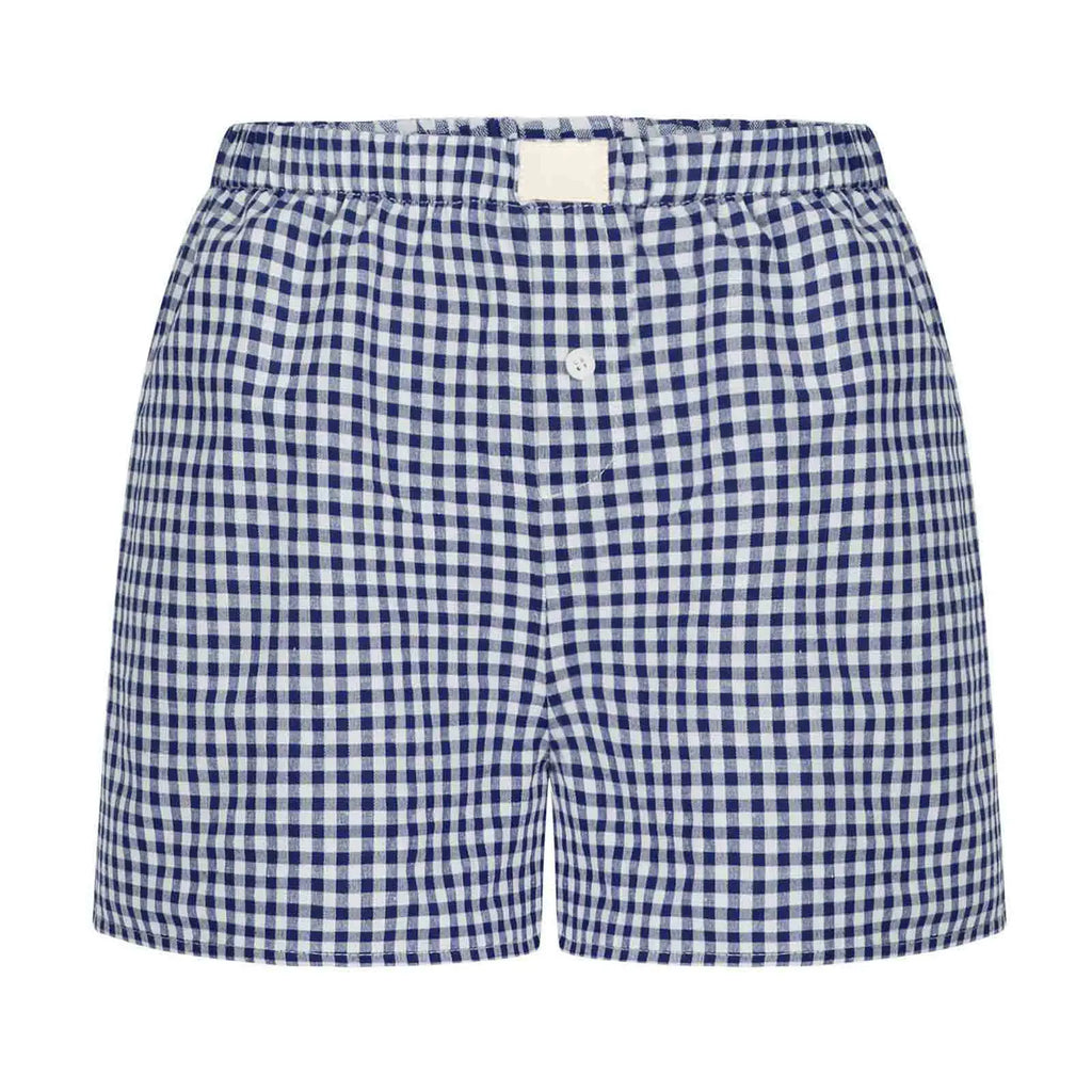 Teen Girls Plaid Shorts Elastic Waistband Pull-On Casual Lounge Summer Outfit Red Blue Color Women's Fashion