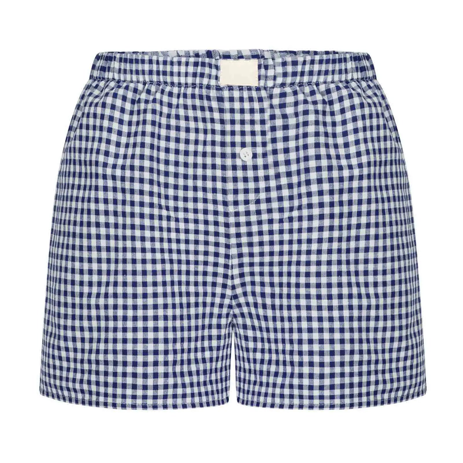 Teen Girls Plaid Shorts Elastic Waistband Pull-On Casual Lounge Summer Outfit Red Blue Color Women's Fashion