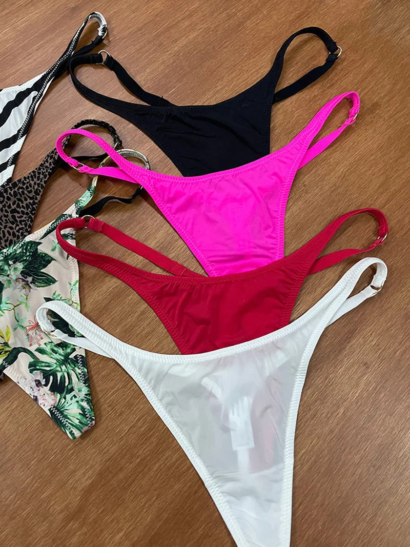 Ice Slik Low Waist Girls G String Leopard Flower Women Panties Sexy Briefs Thong T-back Underwear Female Lingerie Size S-XL