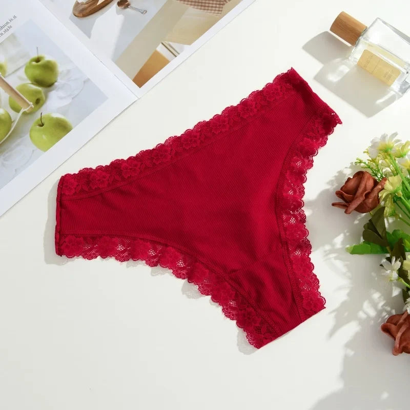 3Pcs Women Cotton Lingerie Sexy Thong Soft Fashion Panties Femme Design Underwear Pantys Underpant Lingerie Lace Intimates S-XL