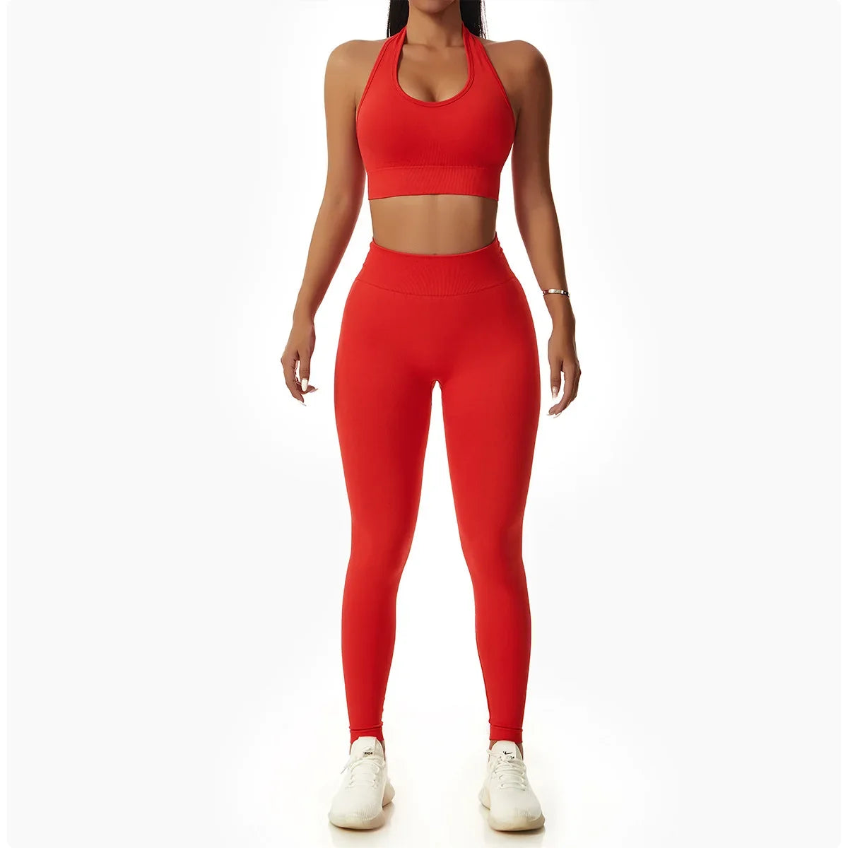 Sexy Halter Yoga Bra Gym Workout Push Up Running Sports Underwear Gathering Sports Vest Beautiful Back Fitness Top