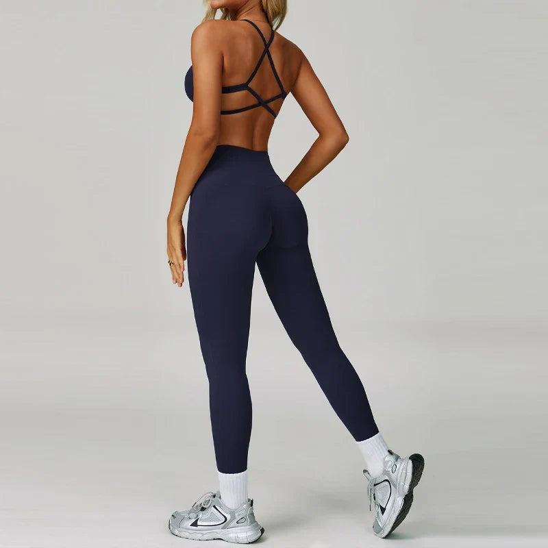 Hearuisavy Women's Running Comfort 2Pcs Sports Pants Set High Waist Push Up Workour Sportswear Casual Cycling Jogging Yoga Bras