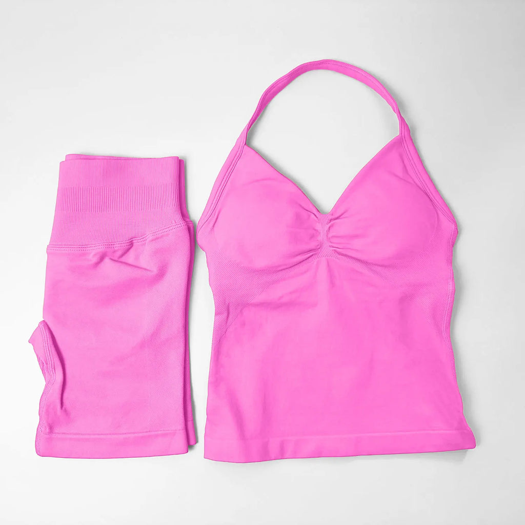 NCLAGEN Yoga Sets Women Gym Clothes ongline Strappy Top Shorts Activewear Sports 2 Piece Fitness Suit Running Workout Sportwear