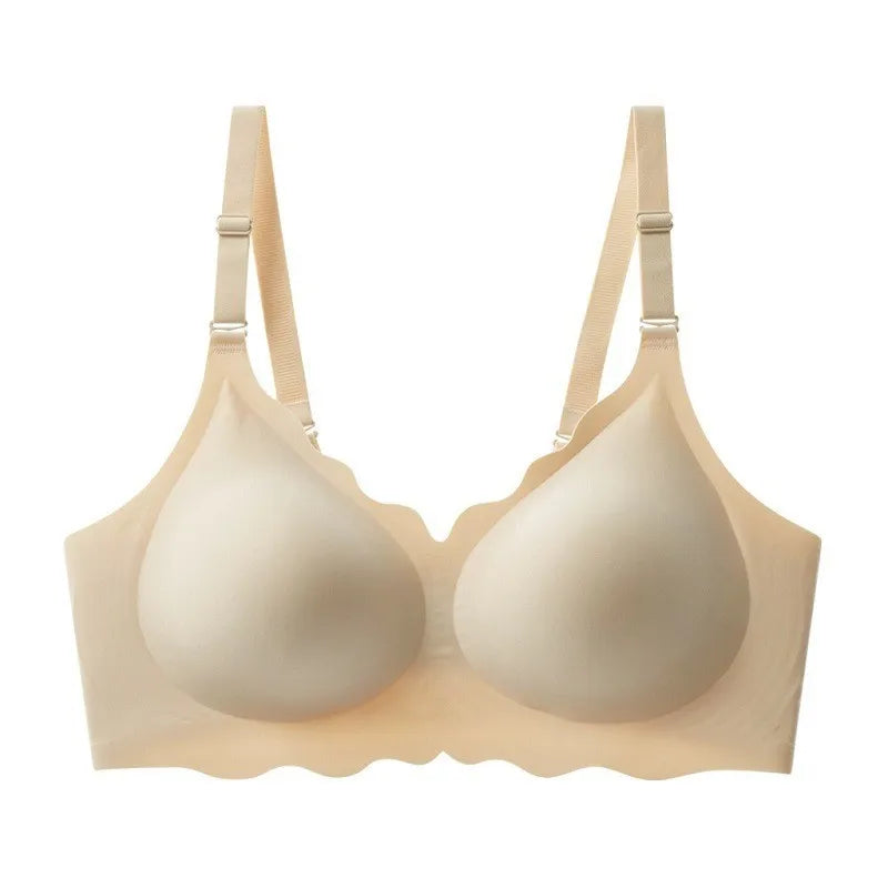 Women's Wave Jelly Seamless Bra 3/4 Cup Thin Molded Wire-Free Supportive Bra with Push-Up Comfort Solid Color Underwear Sostén
