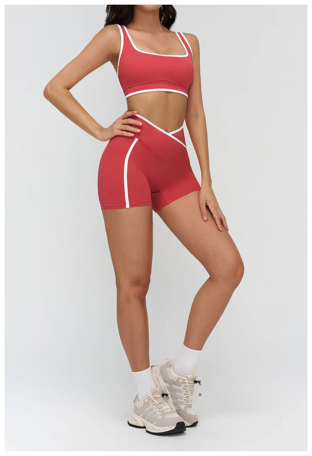 Patchwork Backless Yoga Sets Women Sportswear High Waist Gym Scrunch Bum Shorts Set Female Fitness Sports Suit Workout Clothes