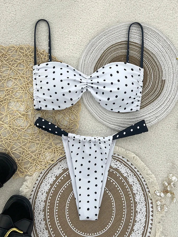 2026 Two Piece Separate Bikinis Set Women's Swimsuit Black Swimwear New Swimming Suit With Pad Push Up Bra Set Thong Bikini Suit