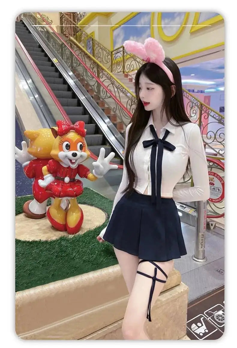 WOMENGAGA Korea Style Sexy Slim High Waist Strap A-line Half Length Skirt Fashion Women Skorts JK Sweet 2023 New  OW3W