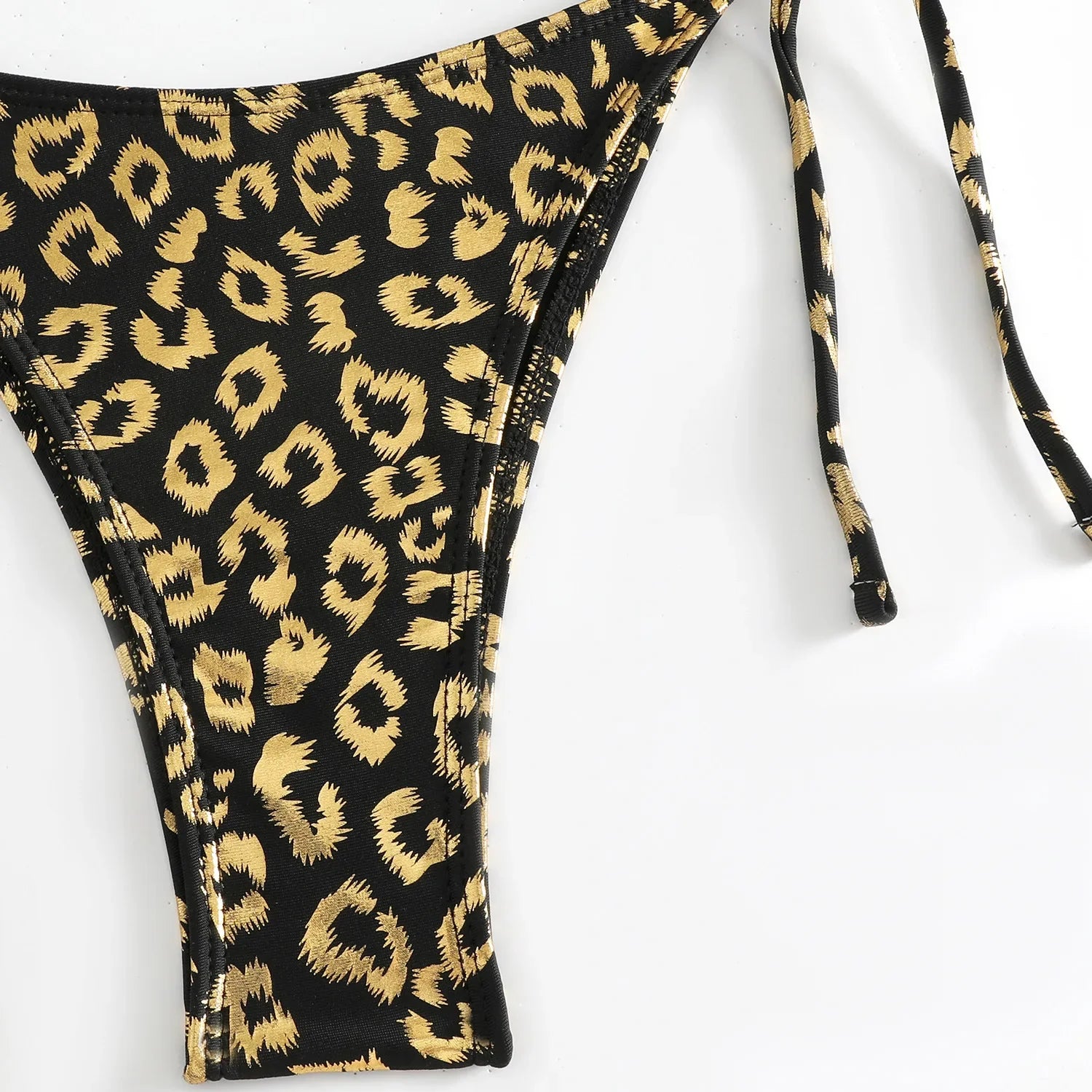 Sexy Orange Leopard Print Bikini Set 2024 Women Halter Push Up Bra Tie Side Thong Swimsuit Summer Backless Bathing Suit Swimwear
