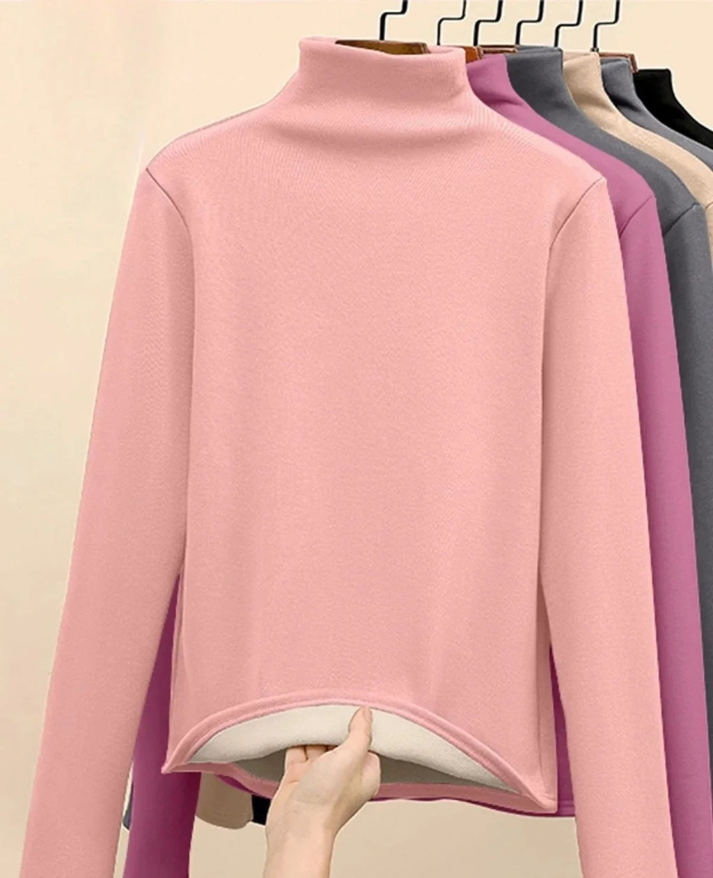 Women Thermal Underwear Winter Thickened and Flannel Bottom Shirt Solid Long Sleeve Basic T-Shirt Heating Fiber Pullovers