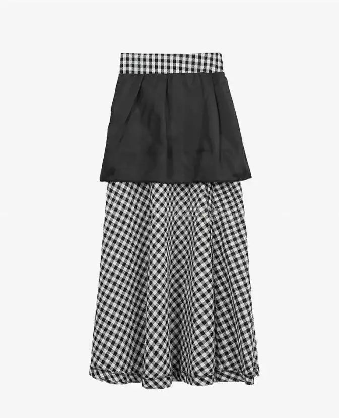 WOMENGAGA Korea Style 2023 Spring/Summer New High Waist Elegant Split Plaid Skirts Half Length Skirts Fashion Women 2023 22IV