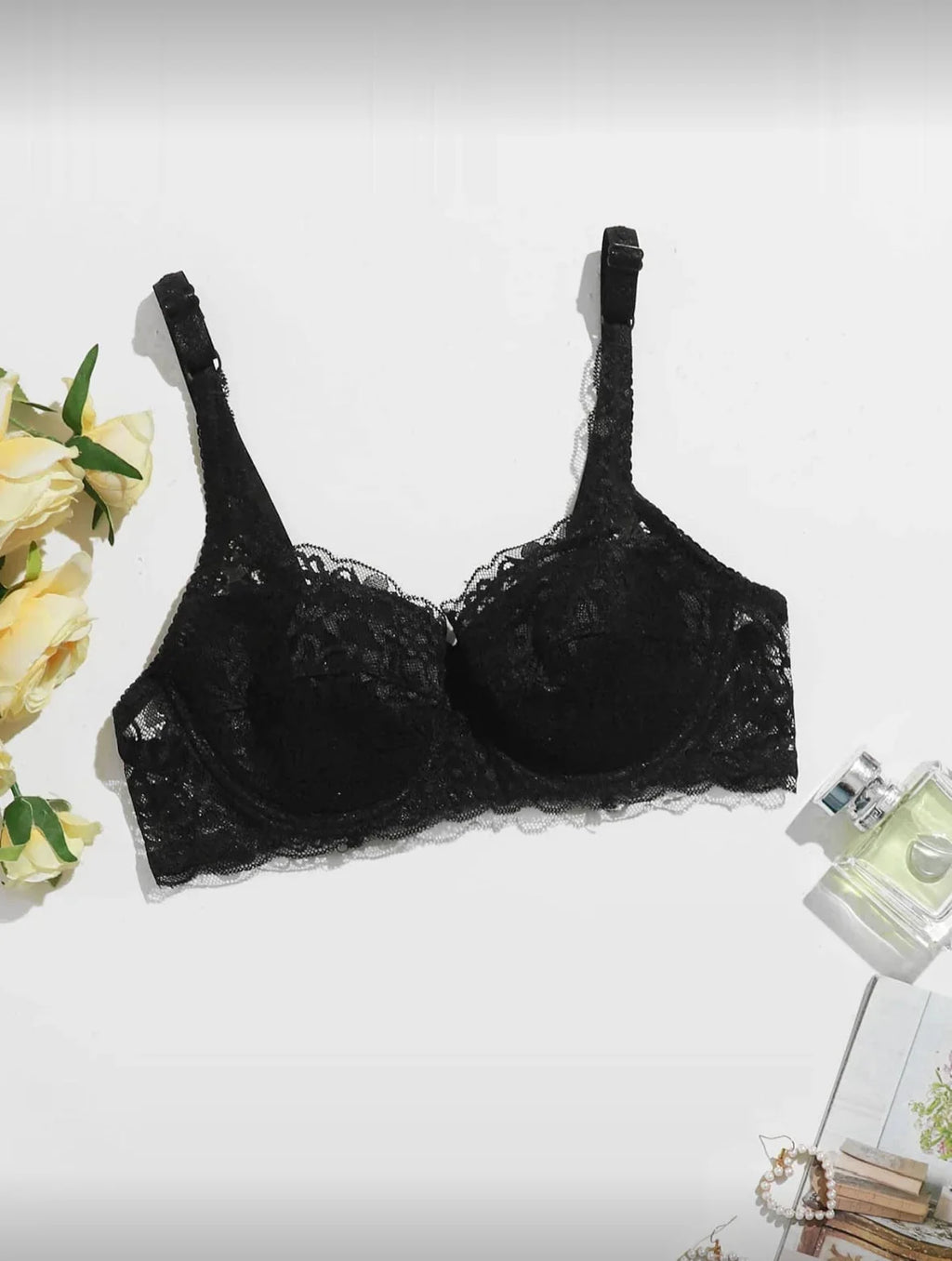 Lace Women's Bra Breast Cover Thin Cup Underwear Underwire Adjustable Push Up Bras Sexy Bralette Lingerie