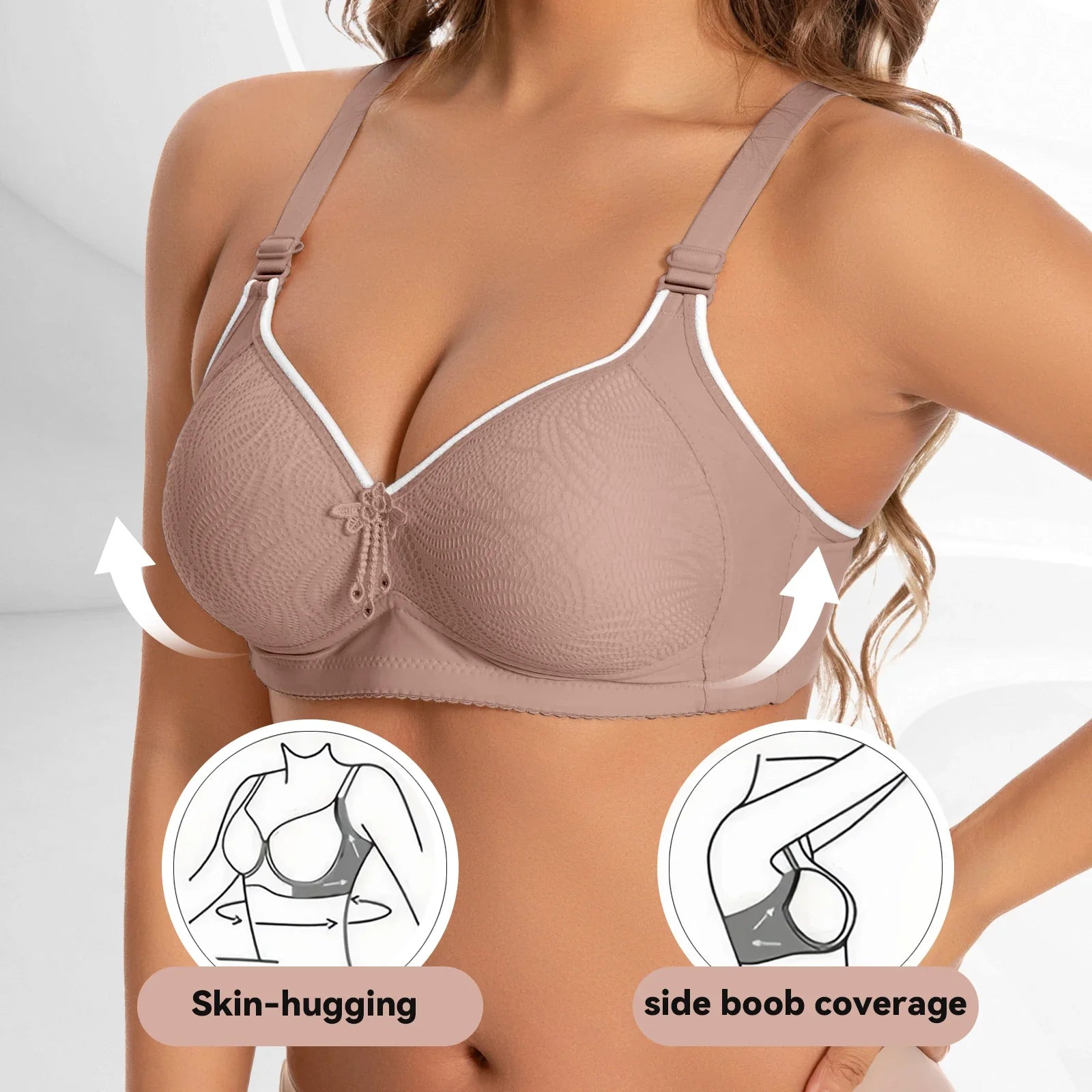 6pcs Seamless Tassel Decor Wireless Women Bra Push-Up - Adjustable Strap, Soft Colors Black/Pink/Beige/Light Blue/Mint Green