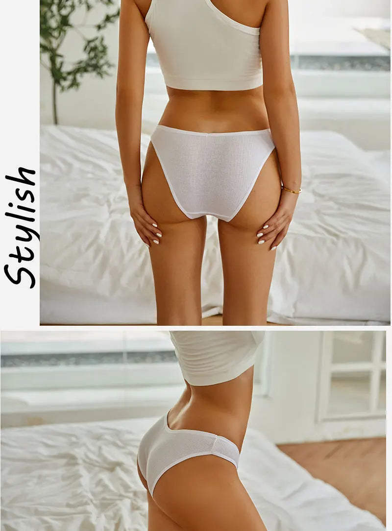 3PCS/Set Women Cotton Briefs Panties Ladies Sexy Solid Color Low Waist Underwear Female Soft Breathable Intimates Lingerie 2024