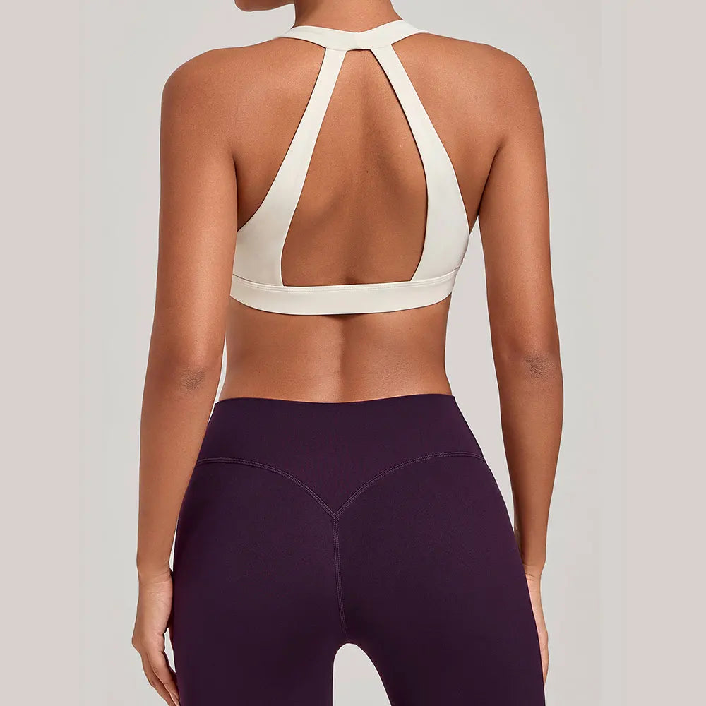 Sports Bra Gathered Neck Hanging Style Backless Tight Yoga Bra Women's Top Fitness Outdoorsports Pilates Training Gym Workout