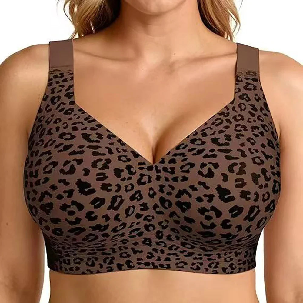 Leopard Jelly Bras No Underwire Push Up Wireless Bra Seamless Lift Bras Full Coverage Bralette Everyday Brassiere Plus Size